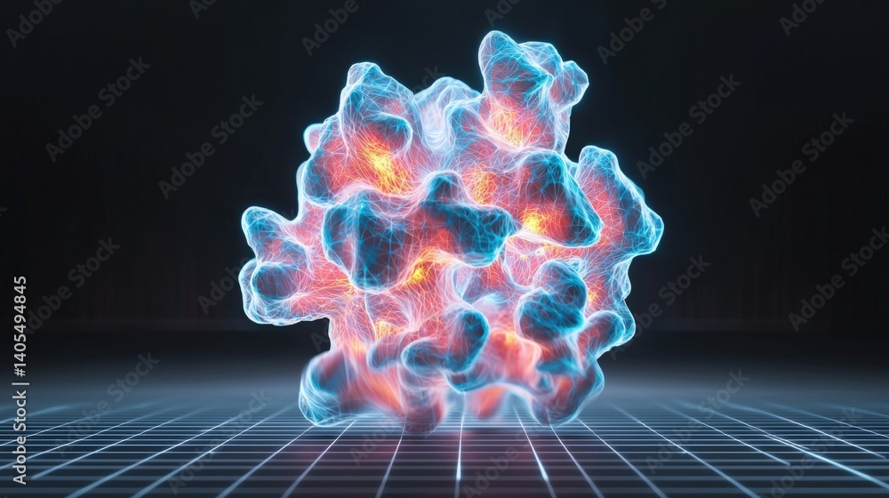 Poster molecular structure visualization laboratory 3d graphics digital environment close-up scientific con