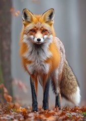 Obraz premium Red fox portrait in autumnal forest