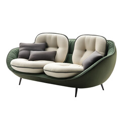 Modern green and cream sofa with pillows stylish home decor