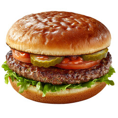 Juicy Beef Burger with Lettuce Tomato Pickles and Sauce,