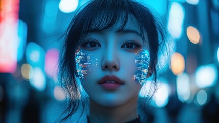 Cyberpunk Girl in Neon City