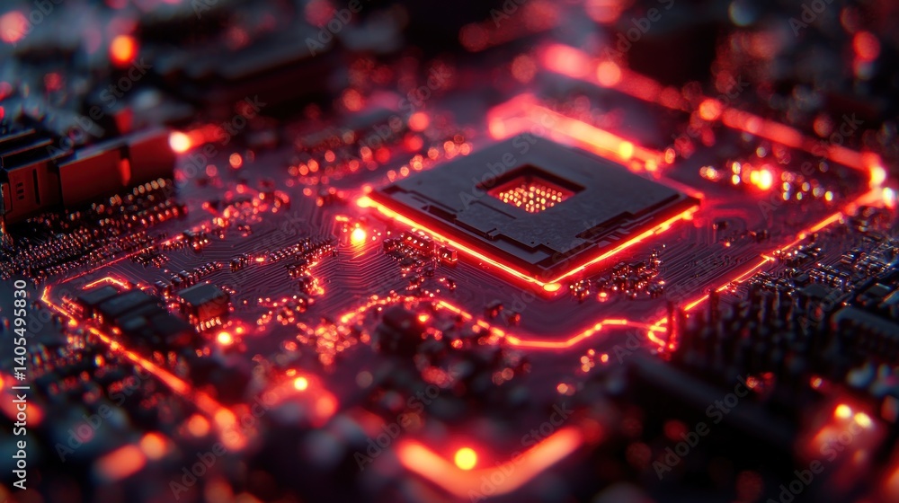 Poster intricate glow: a close-up of a computer's central processing unit