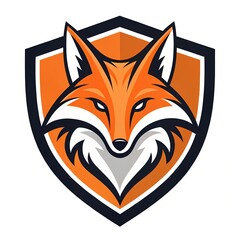 Obraz premium Fox Head Mascot Logo in Orange Shield