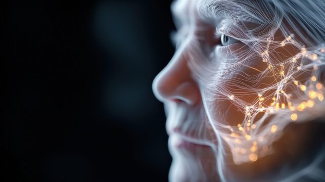 Artificial intelligence impact on aging population digital realm concept art futuristic environment close-up view technology insights