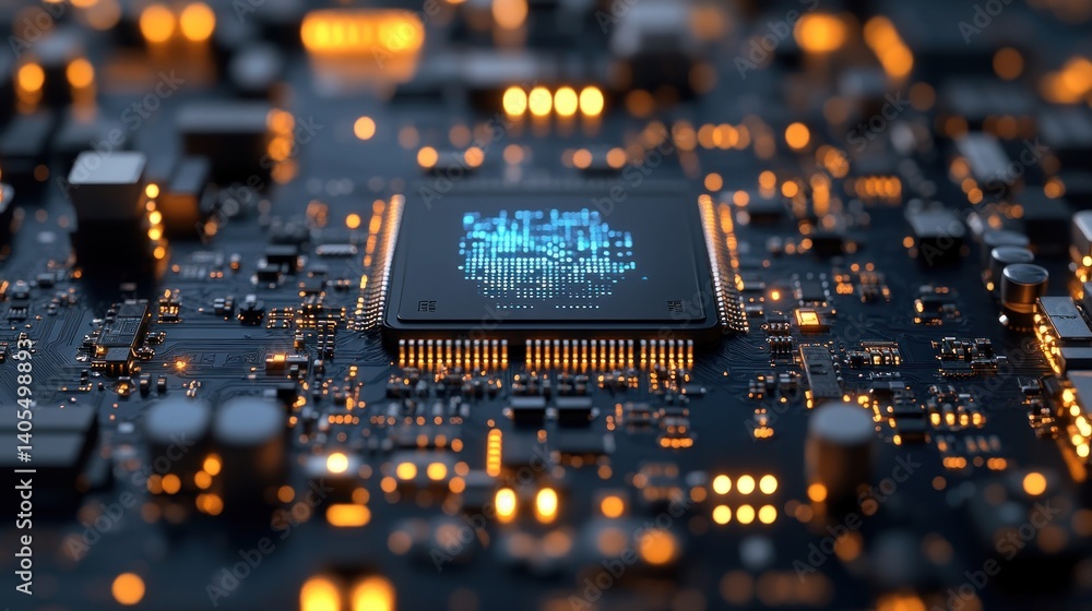 Poster digital brainpower: a close-up of advanced microchip technology
