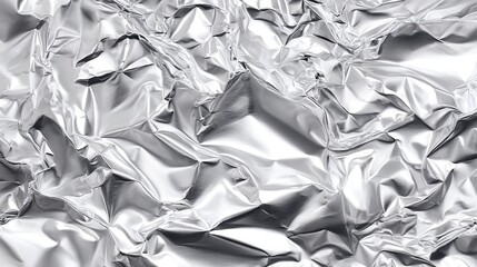 Shiny crumpled silver foil texture for creative design projects.