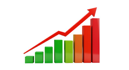 Isolated Growing Bar Chart with Arrow