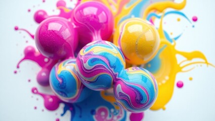 Colorful, vibrant, glossy spheres in a dynamic, abstract composition