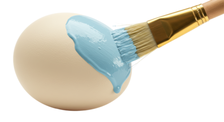 Isolated Painting Egg with Blue Paint