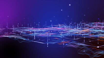 Futuristic digital geology terrain, digital data telemetry and engineer topography with contour lines.