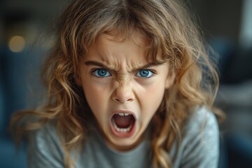 Child expresses intense emotions in a domestic setting during daytime