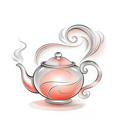 Stylized Teapot with Swirling Steam in Soft Colors for Culinary Blogs, Beverage Websites, Cooking Ideas, Tea Culture Articles, and Illustration Content