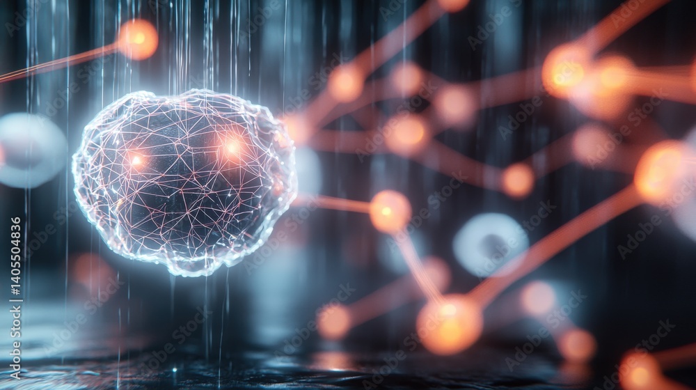 Poster innovative ai neural network activation digital landscape abstract visualization virtual environment