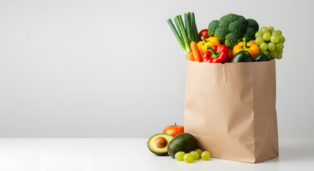 Fresh Produce in Paper Bag: Vibrant, Healthy, Minimalist Still Life