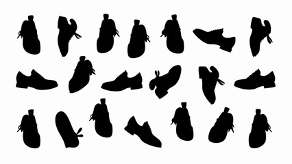 set of shoes silhouette vector on white background
