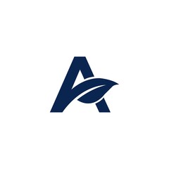 Letter A with leaf logo design