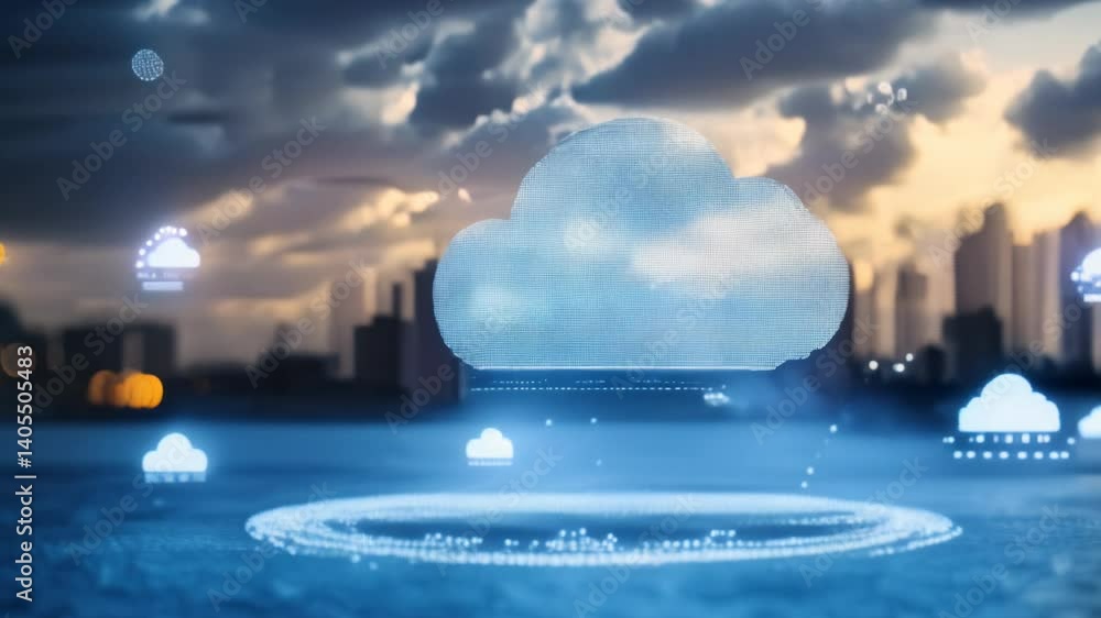 Poster explore advanced cloud tech and gain insights through impactful data visualization in a dynamic digi