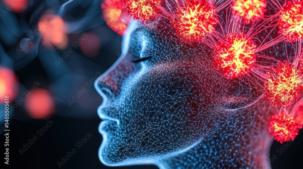 Poster innovative neural networks action futuristic lab digital art abstract environment close-up view tech