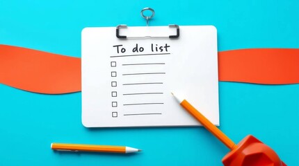 Clipboard with "To do list" and orange pencils.
