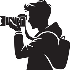 Silhouette of a Male Photographer with DSLR Camera in Action