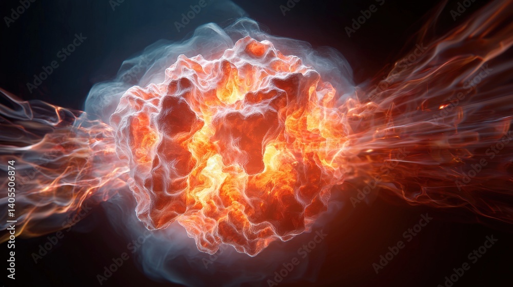 Poster explosive energy burst abstract concept digital art sci-fi environment close-up perspective dynamic 