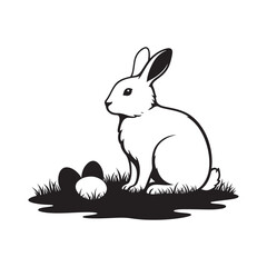 easter bunny with basket and eggs cartoon illustration in spring holiday design vector