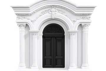 Obraz premium Elegant White Architectural Doorway with Black Details on Transparent Background