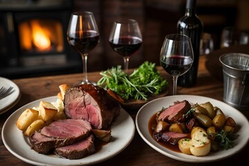 Cozy Pub Lunch Featuring Sunday Roast