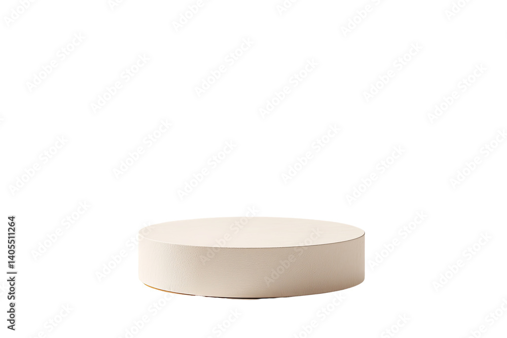 Poster minimalist scene featuring a beige circular pedestal against a transparent background, enhancing con