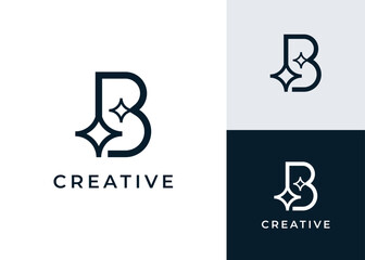 Initial letter B with star logo design