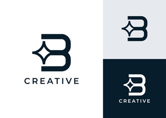Initial letter B with star logo design
