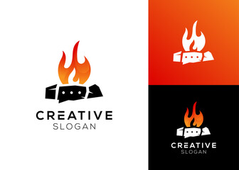 Campfire with speech bubble logo design