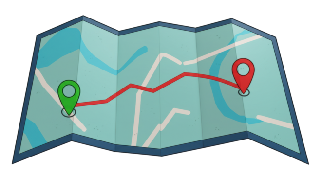 Isolated Map with Route - Powered by Adobe