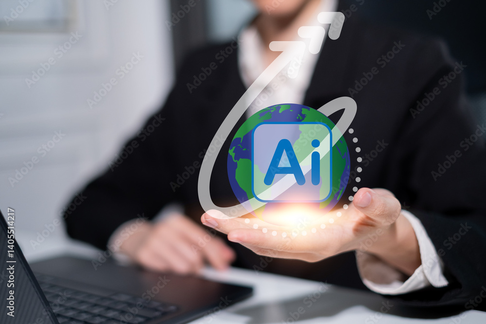 Poster business ai artificial intelligence change the world technology network digital communication concep