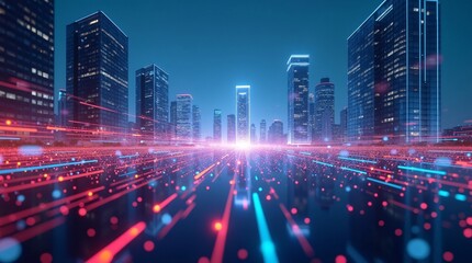 Visualizing flux dev network connections a transparent grid flowing across digital landscapes