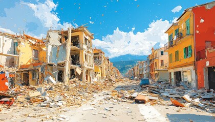 A powerful visual of a city destroyed by an earthquake