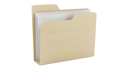 Isolated Folder with Paper Documents