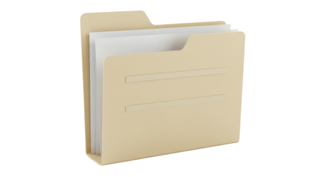 Isolated Folder with Paper Documents