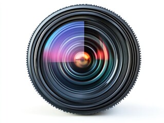 Fototapeta premium High-Quality Camera Lens with Colorful Reflections and Light Effects