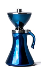 Compact blue grinder on the white background