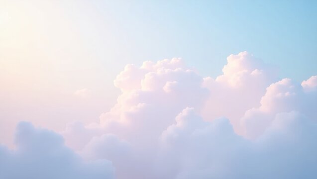 dreamy pastel cloudscape with soft gradients of baby blue, lilac, and peach, for calming backgrounds or wellness designs