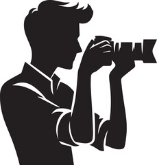 Silhouette of a Male Photographer with DSLR Camera in Action