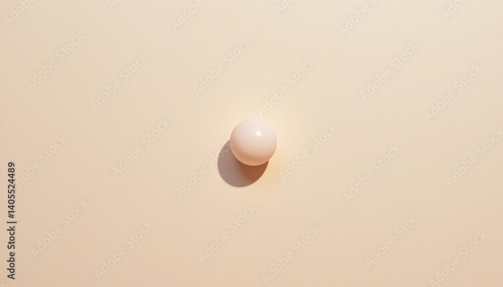 Poster dynamic movement of a small sphere on a smooth surface minimalist design close-up view contemporary 