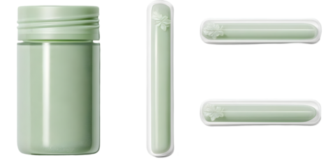 Green Bottle With Pills and Capsules Transparent Background Isolated Photo