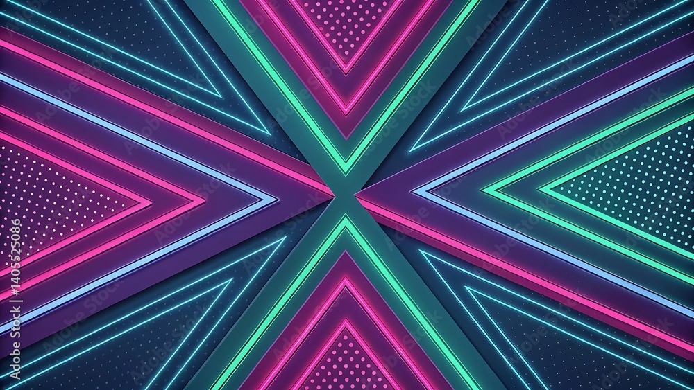 Poster neon triangles background. abstract geometric pattern.