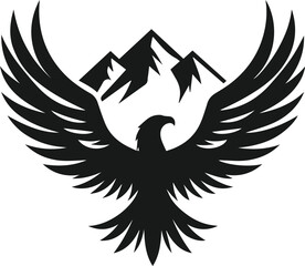 Mountain with eagle vector silhouette