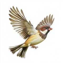 Obraz premium Captivating Sparrow in Flight with Detailed Feather Patterns