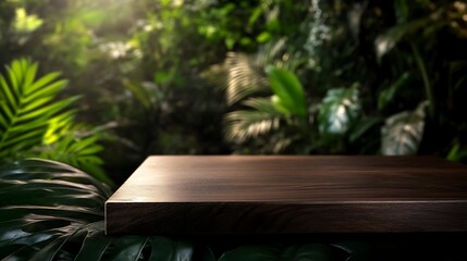 Lush Jungle Backdrop Dark Wood Tabletop Display.
