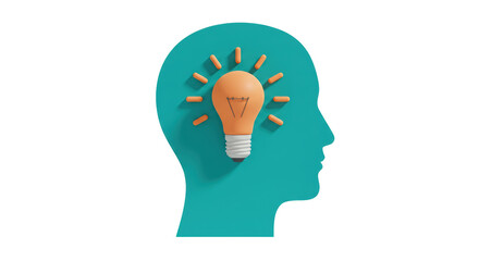Isolated Head with Lightbulb