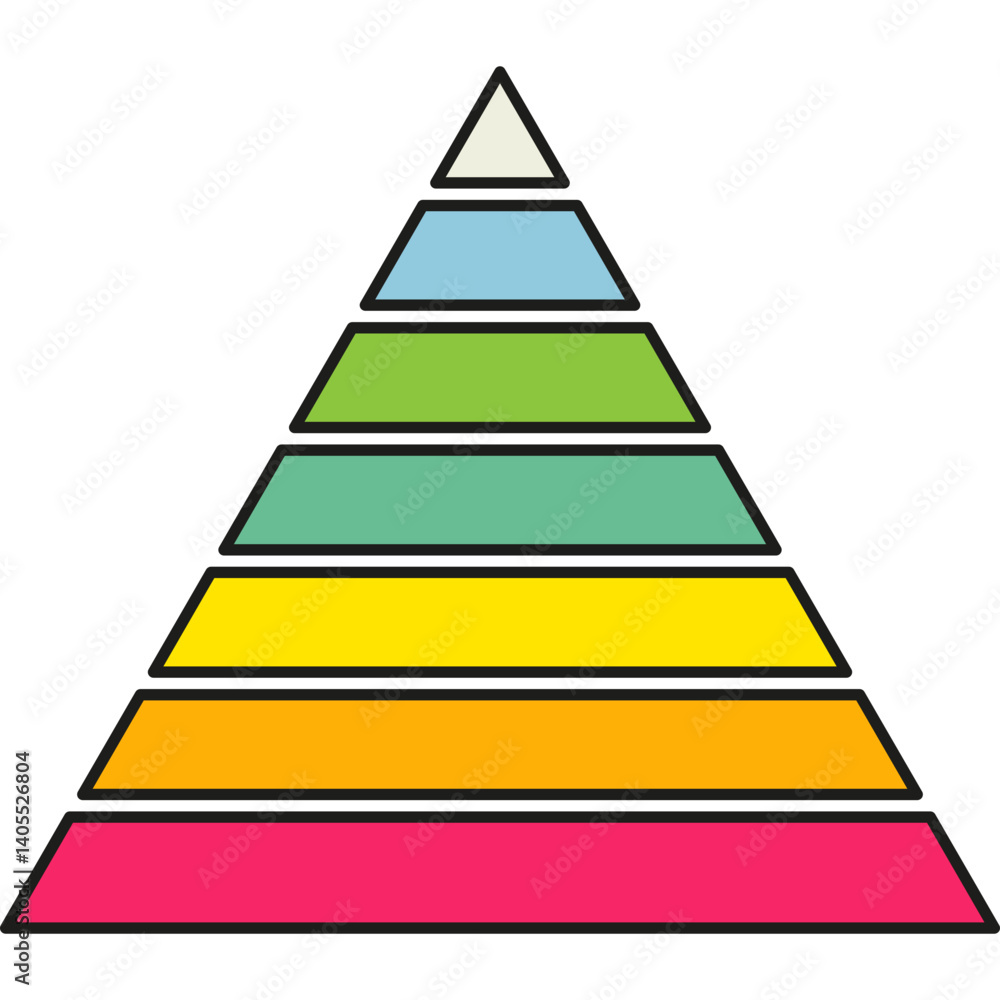 Aufkleber pyramid infographic chart. triangle hierarchy data with seven segments. vector illustration isolated